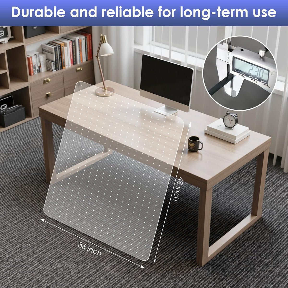 Kuyal Office Chair Mat for Carpet, 2 Pack 36x 48 Clear Heavy Duty Computer Chair Mat, Under Desk