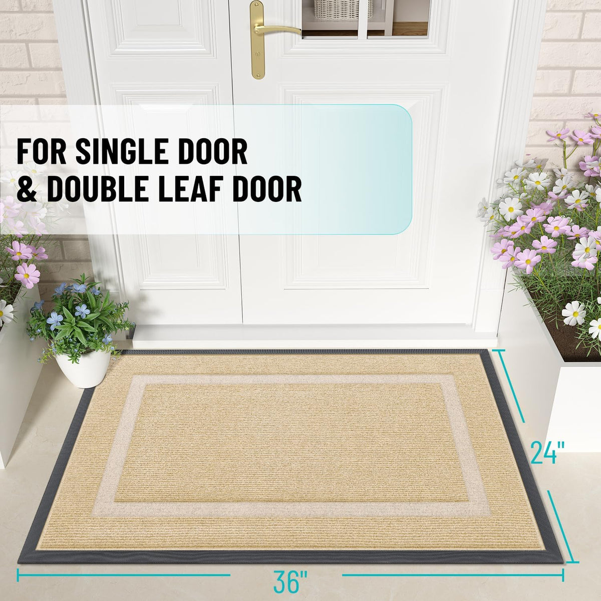 OLANLY Front Door Mat Indoor Outdoor Entrance, Waterproof All-Season, All-Weather Doormat, Sturdy