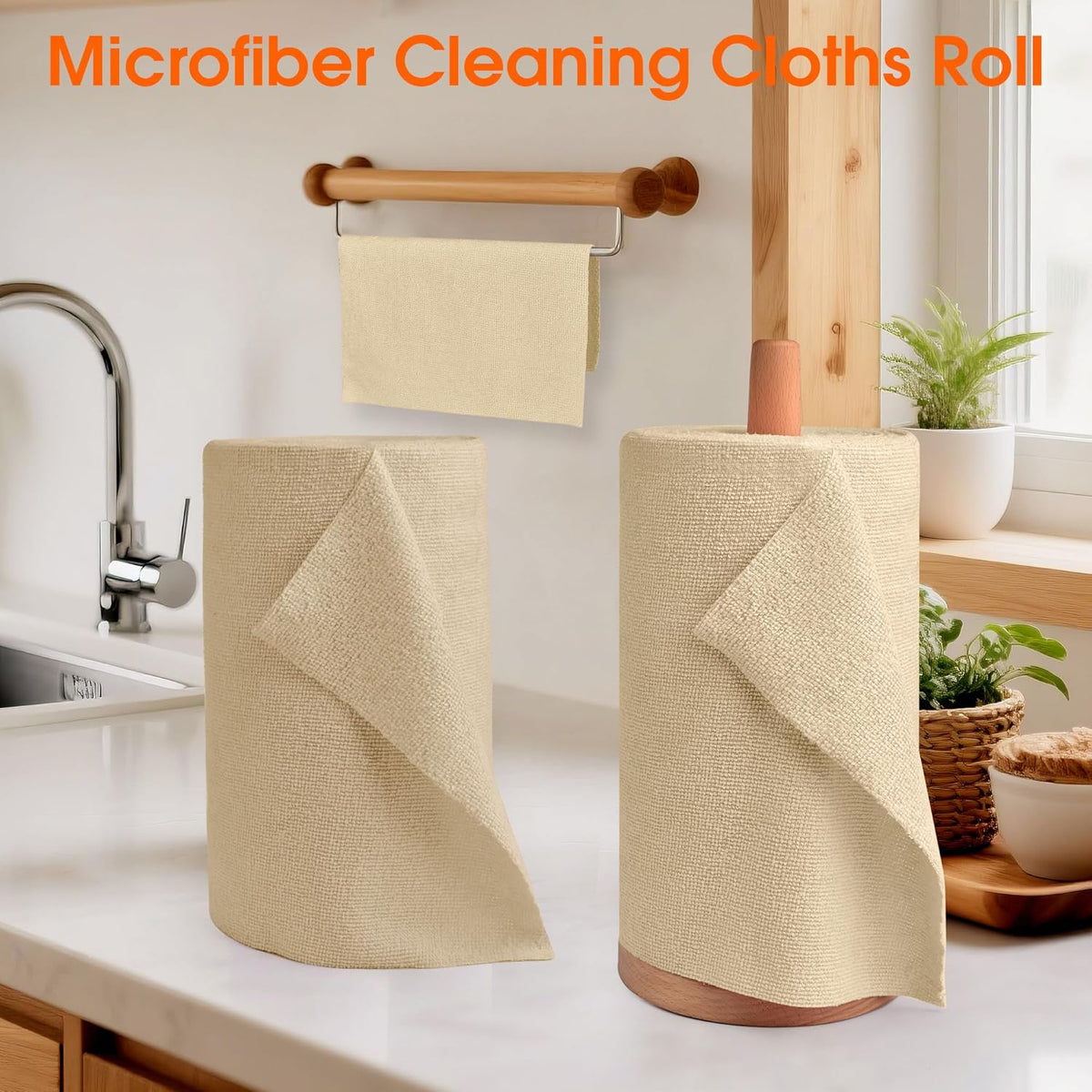 Roll of Microfiber Cleaning Cloth –100 Pack, Tear Away Microfiber Towels, Reusable, Washable