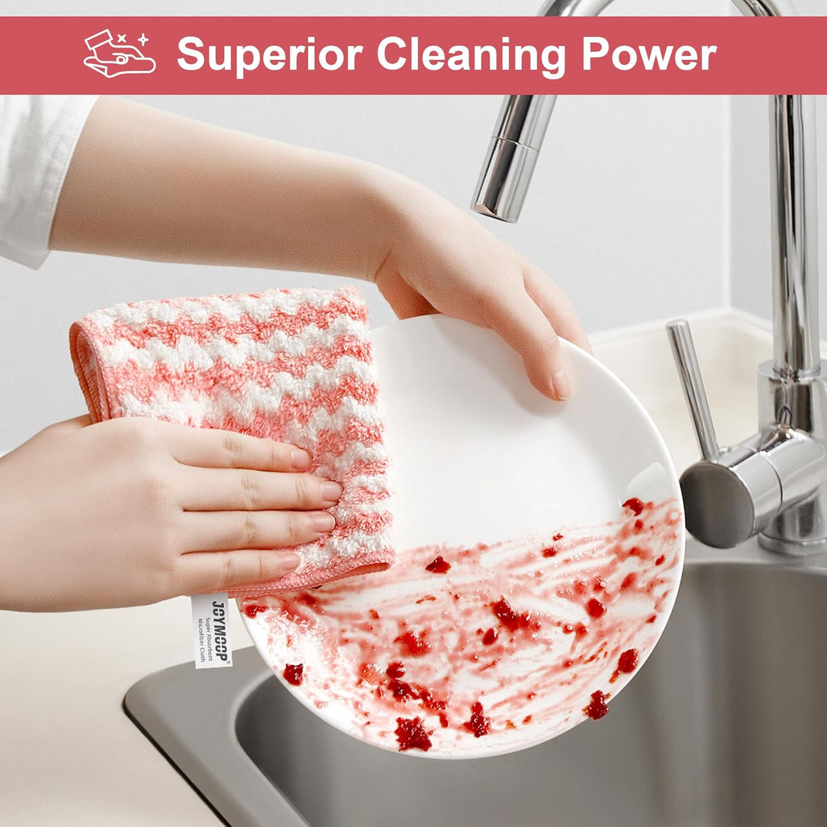 JOYMOOP 18 Pack Microfiber Cleaning Cloth, Kitchen Towels for Dish Drying Washing, Absorbent Streak
