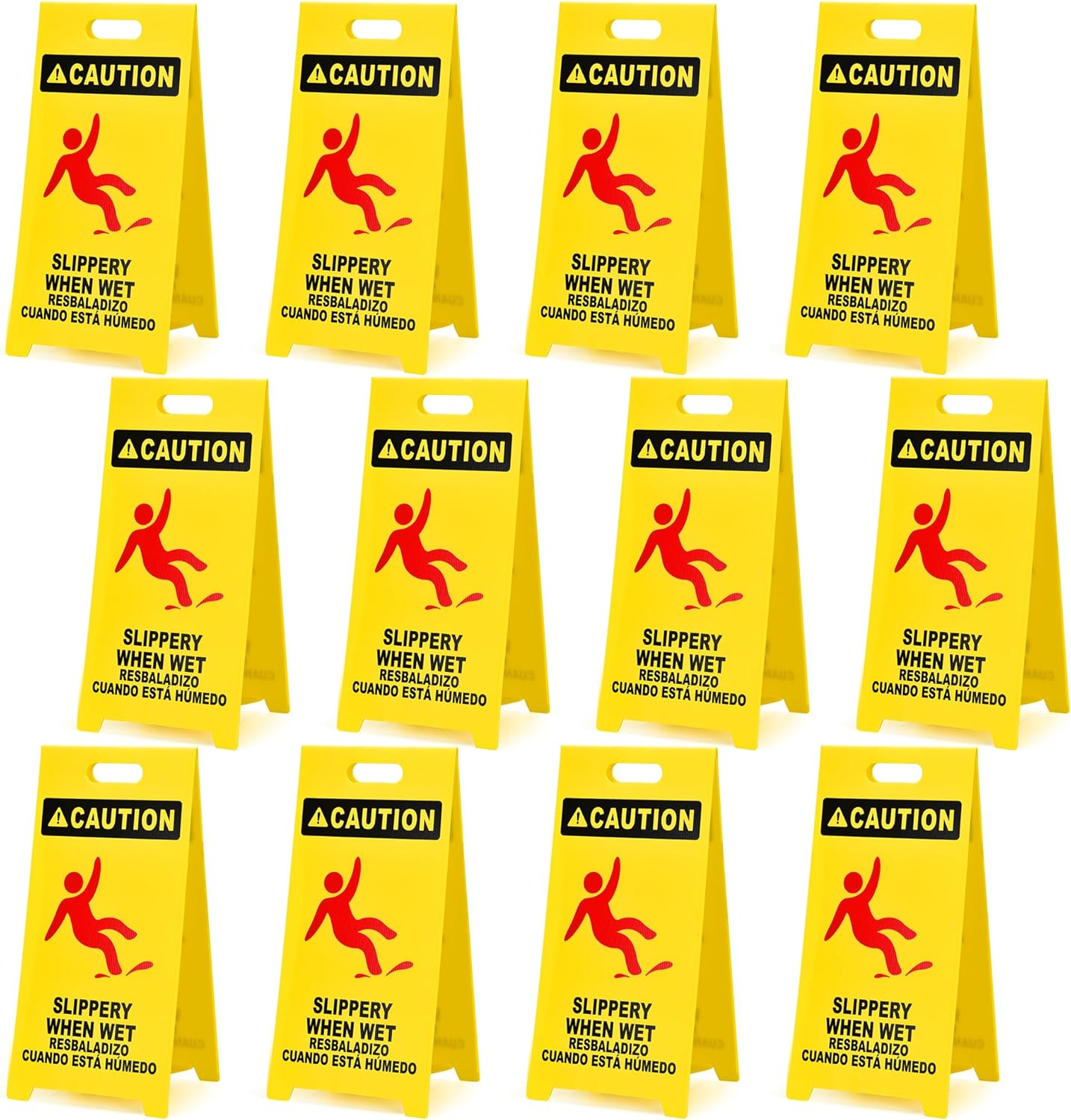 MATTHEW CLEANING 25'' Industrial Wet Floor Sign 12 Pack 2-Sided Durable Corrugated Plastic Birght