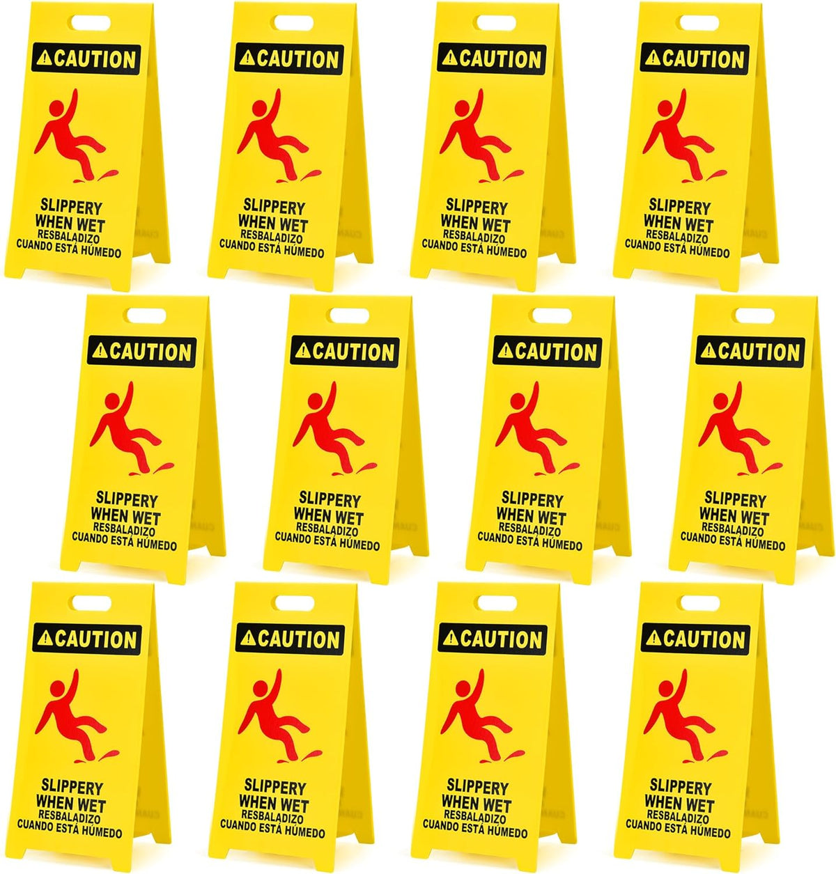 MATTHEW CLEANING 25'' Industrial Wet Floor Sign 12 Pack 2-Sided Durable Corrugated Plastic Birght