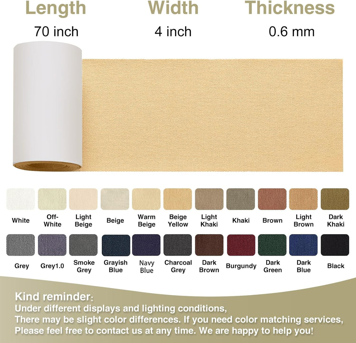 Canvas Repair Tape 4×70 Inch Waterproof Self-Adhesive Fabric Repair Patch for Repairing Boat