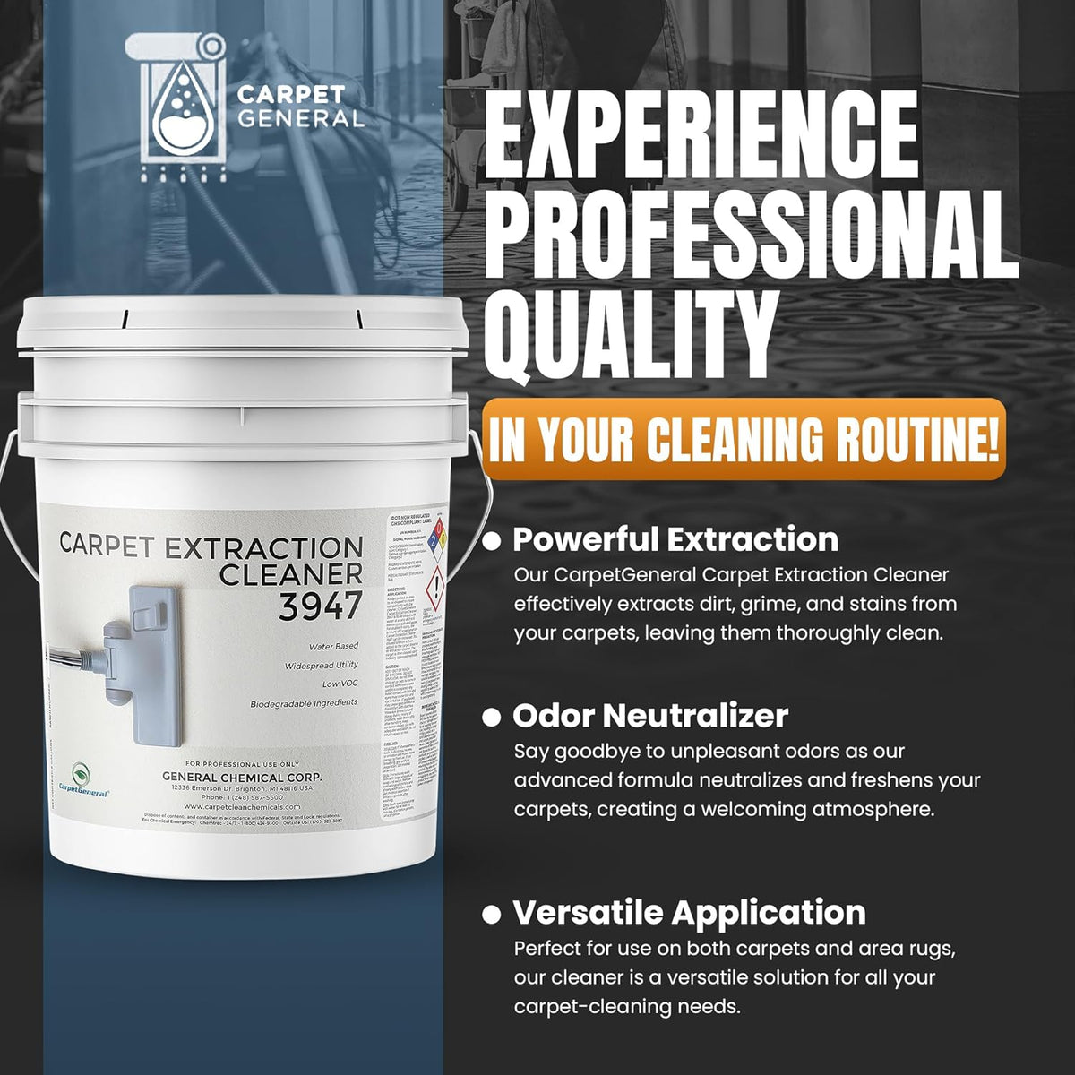 Carpet Extraction Cleaner - Water-Based Professional Deep Clean Carpet Cleaner Solution for Machine