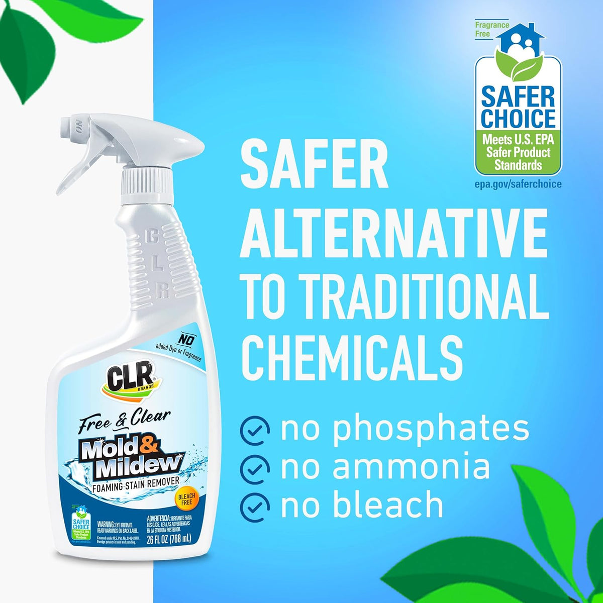CLR Brands® Mold & Mildew Bleach-Free Free & Clear Stain Remover, No Dyes or Fragrances, 26 Oz