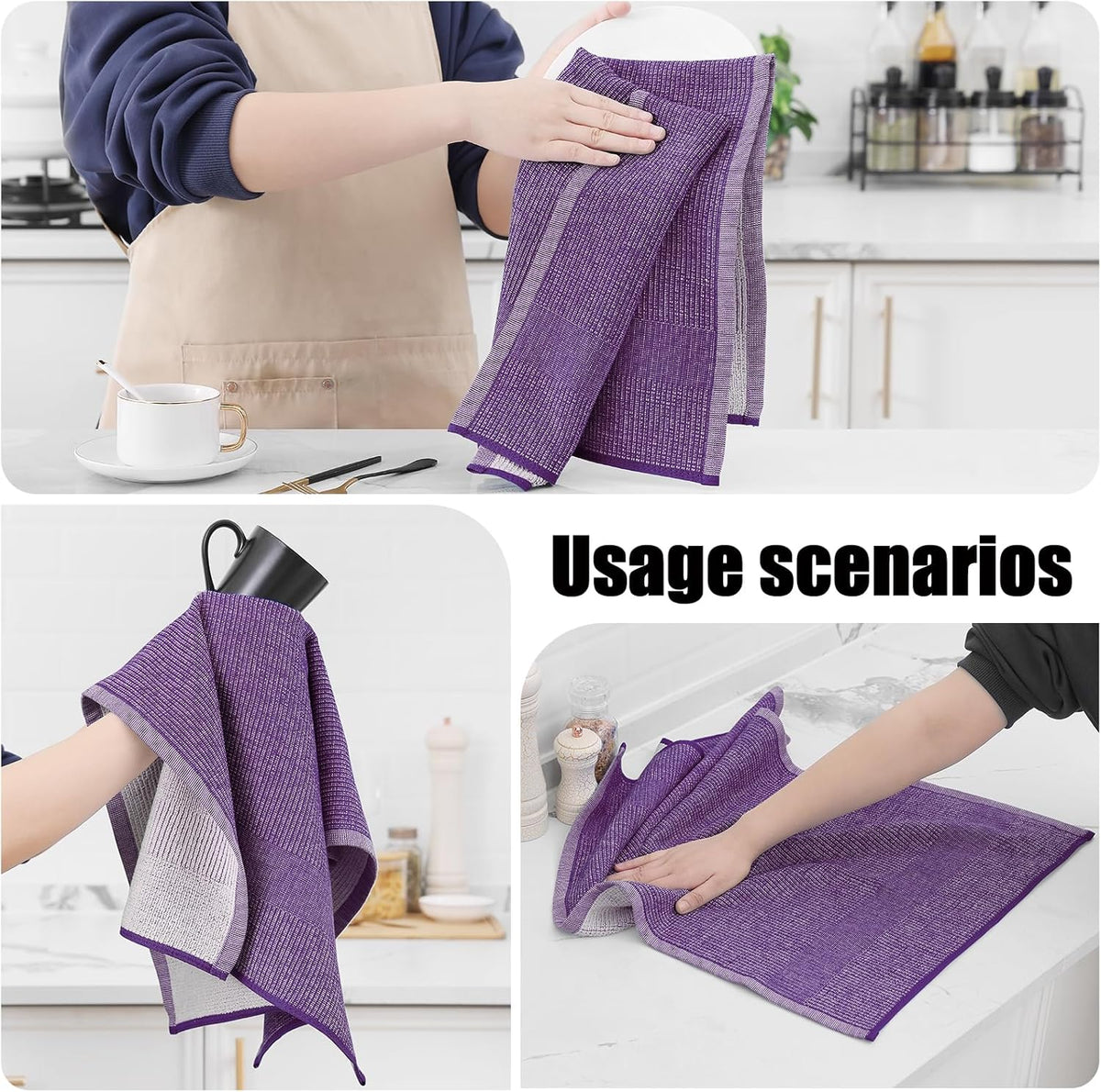 Homaxy Premium Kitchen Towels(18”x 28”, 6 Pack), Large Cotton Kitchen Hand Towels, Flat and Terry