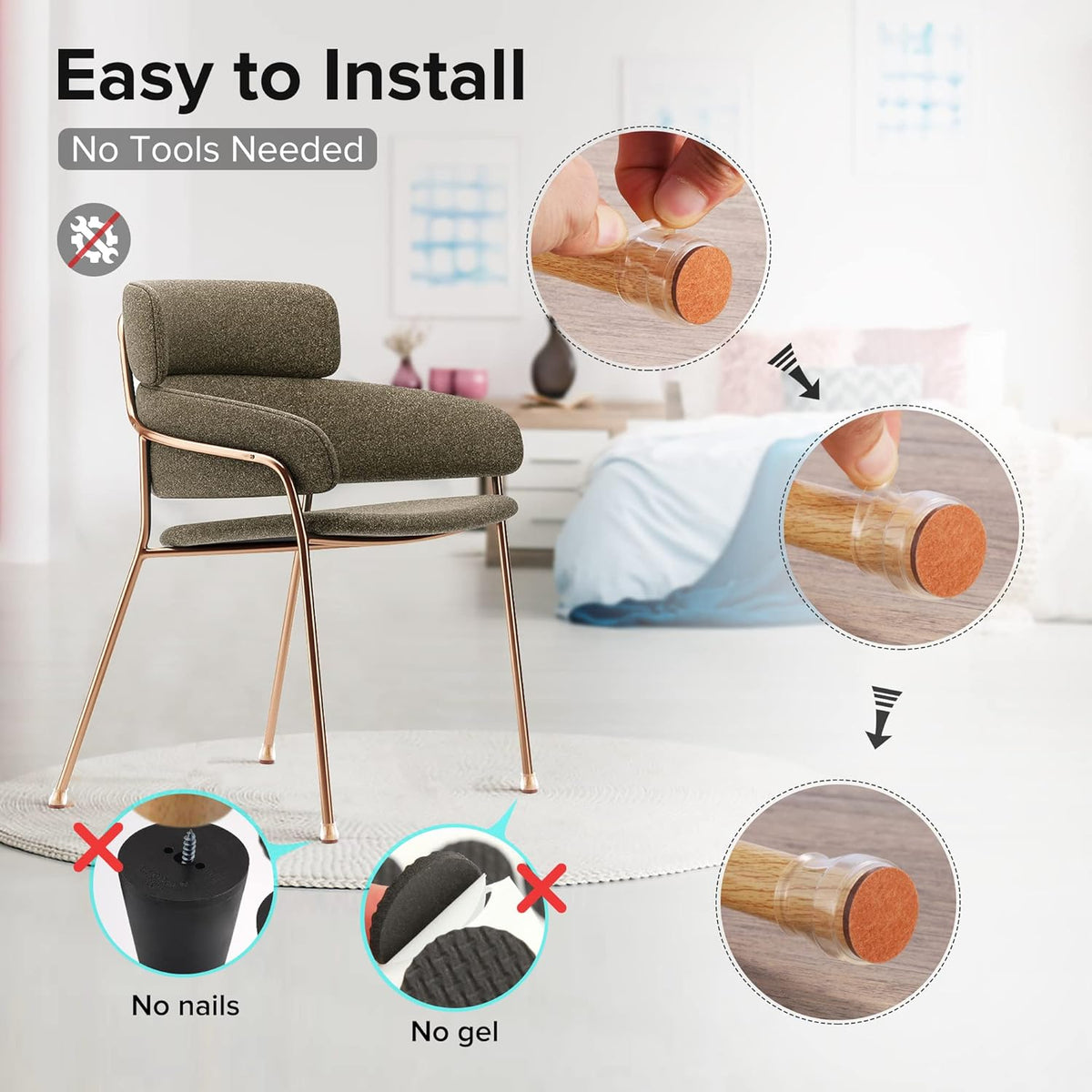 24PCS Upgraded Silicone Chair Leg Floor Protectors for Hardwood Floors, Furniture Sliders for Chair