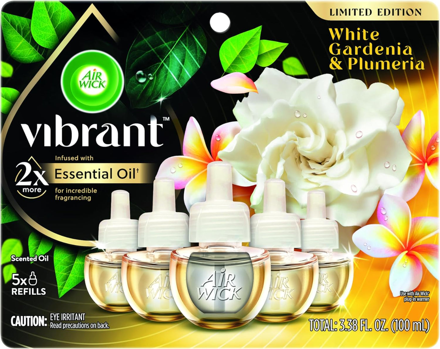 Air Wick Plug In Scented Oil Refills, White Gardenia+Plumeria, Air Fresheners for Home Long