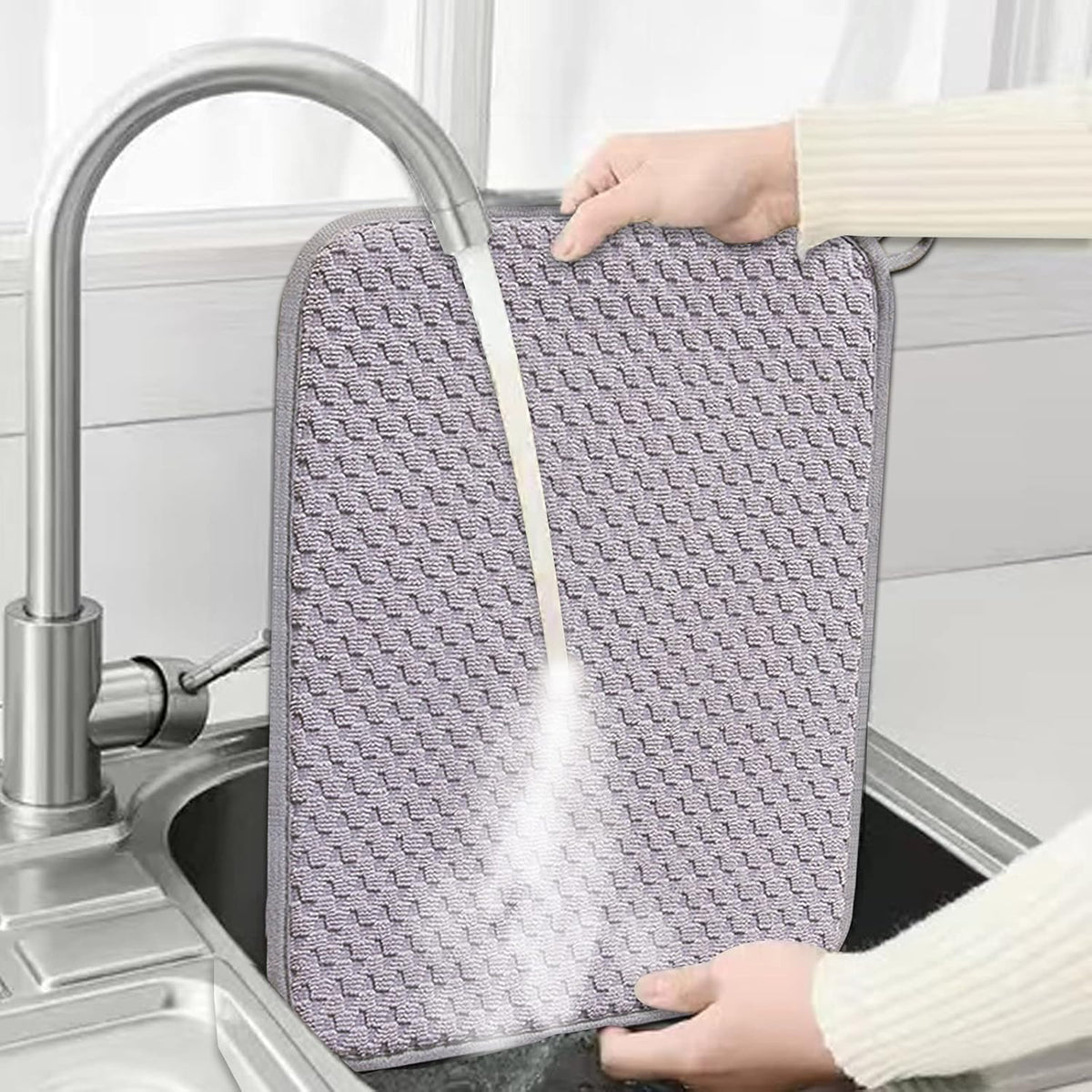 Dish Drying Mats for Kitchen Counter 2 Pack, Dish Drying Pads Absorbent, Washable Microfiber Dishes