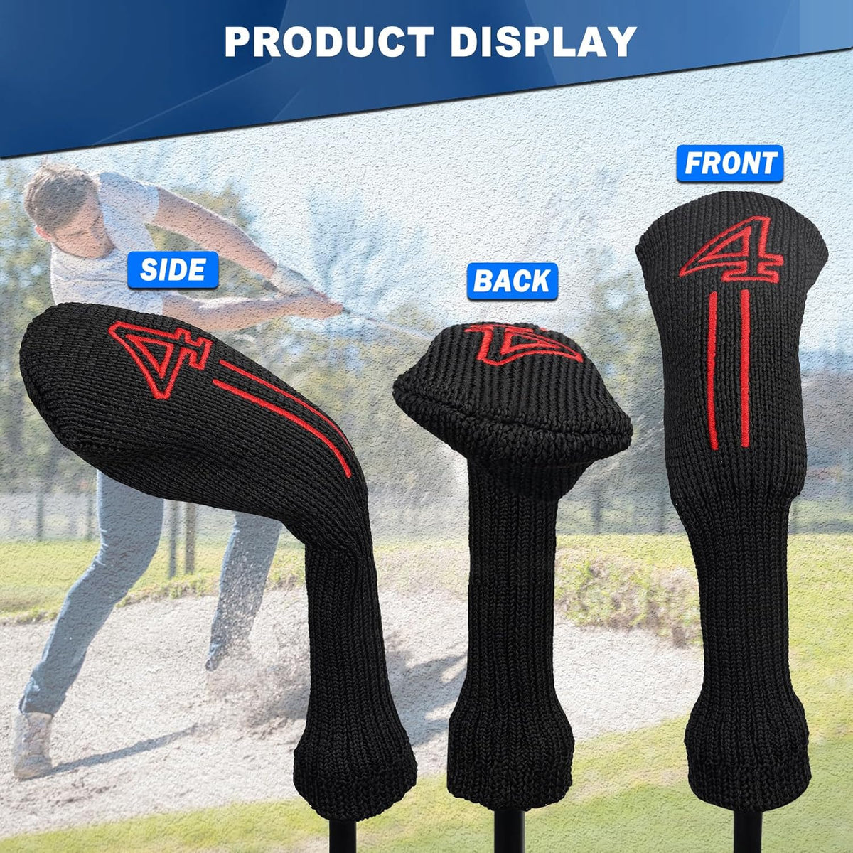 mytag 8PCS Golf Hybrid Iron Covers Set, Knit Hybrid Head Covers, Fits Cobra T Rail, Cleveland