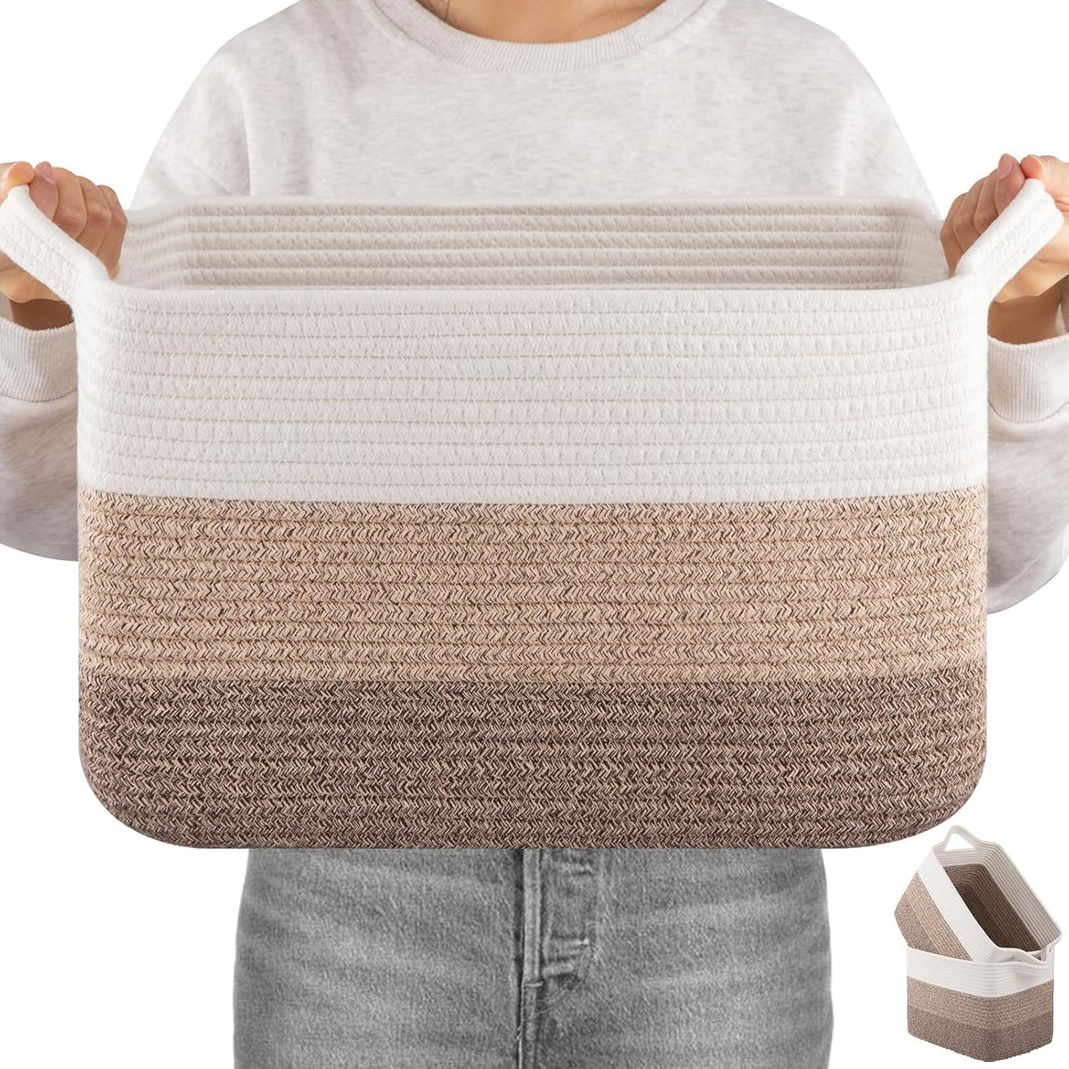 OIAHOMY Woven Storage Basket, Cotton Rope Baskets for Toys,Towel, Clothes, Used to Bathroom,Living