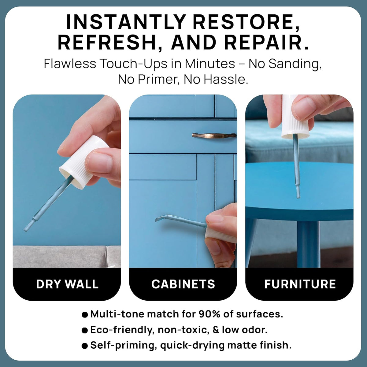 spot. Touch-Up Paint | Matte Finish for Cabinets, Walls, Doors & Furniture | Multi-Tone Blue Repair