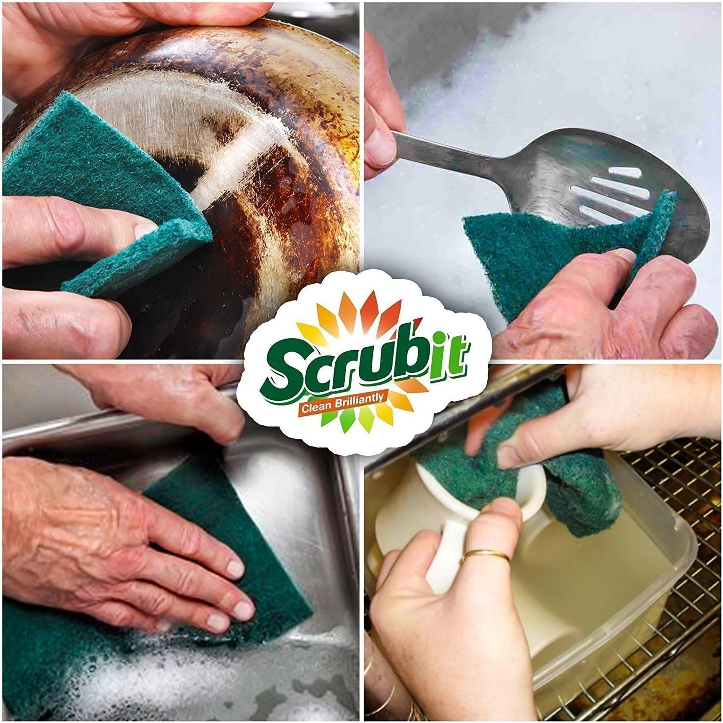 Scouring Pads - Heavy Duty Household Cleaning Scrubber with Non-Scratch Anti-Grease Technology