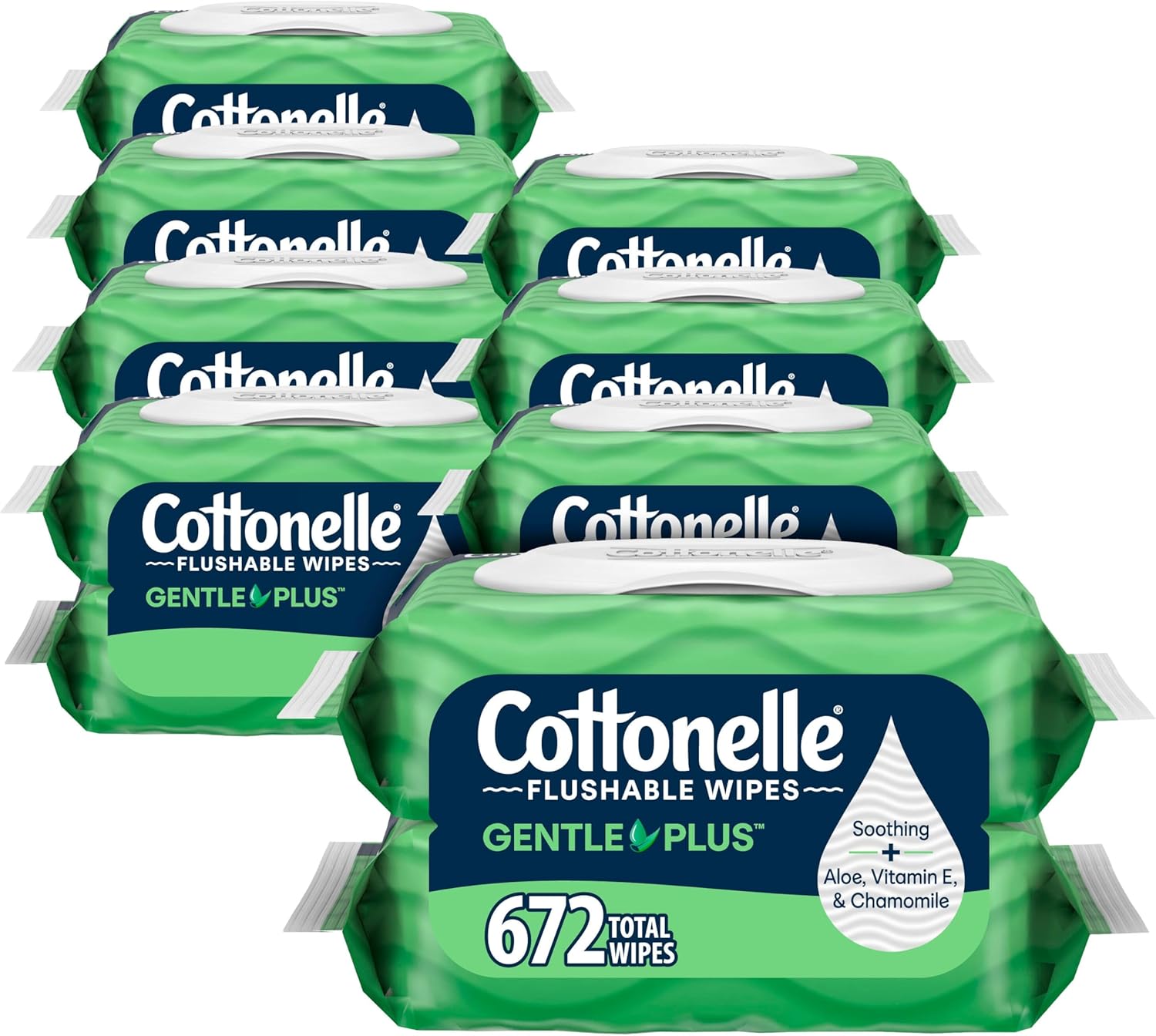 Cottonelle GentlePlus Flushable Wet Wipes with Aloe & Vitamin E, 16 Flip-Top Packs, 42 Wipes Per