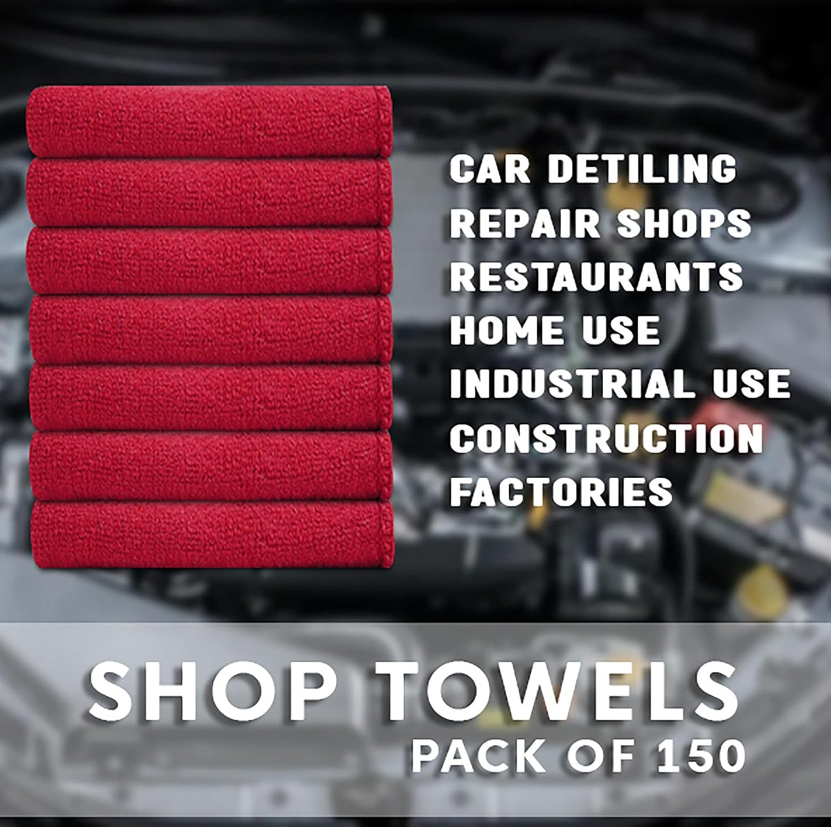 Cotton Shop Towels - Pack of 25 Cleaning Rags 12'' x 14'' - Super Soft and Absorbent Shop Rags for