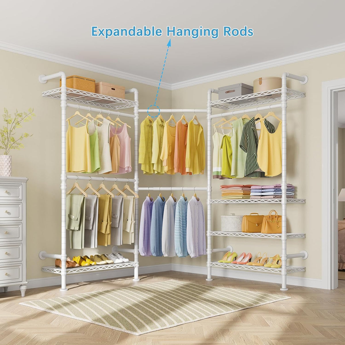 Timate F3 Garment Rack Heavy Duty Clothes Rack for Hanging Clothes, Expandable Industrial Pipe Wall