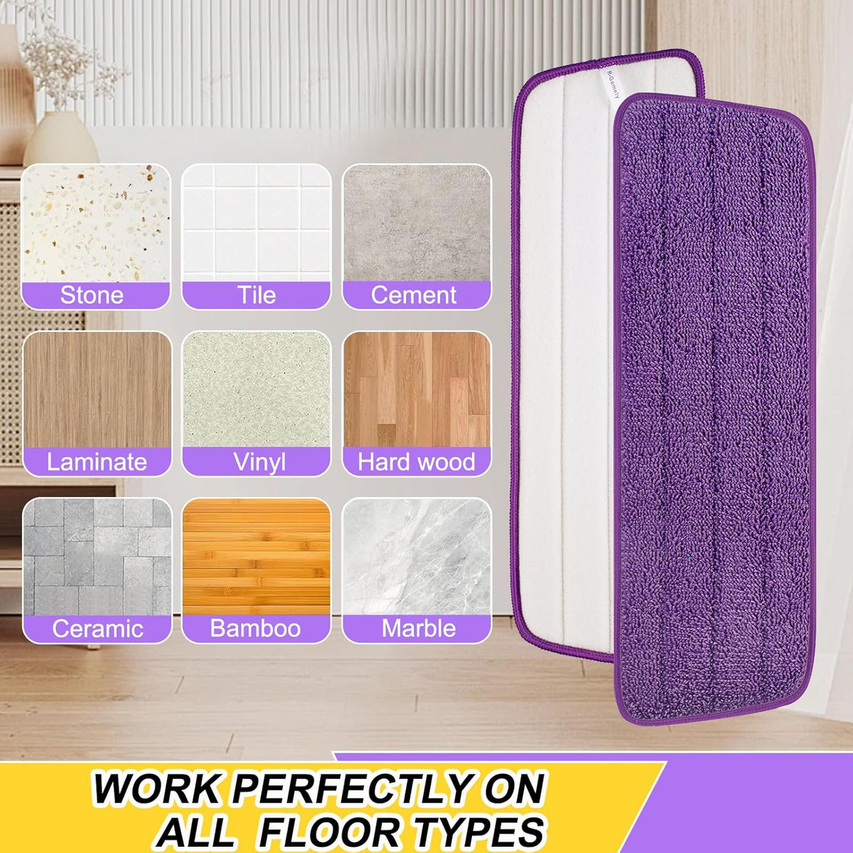 16.5 inch Reusable Mop Pads Microfiber Spray Mop Replacement Heads for Wet/Dry Mops Compatible with