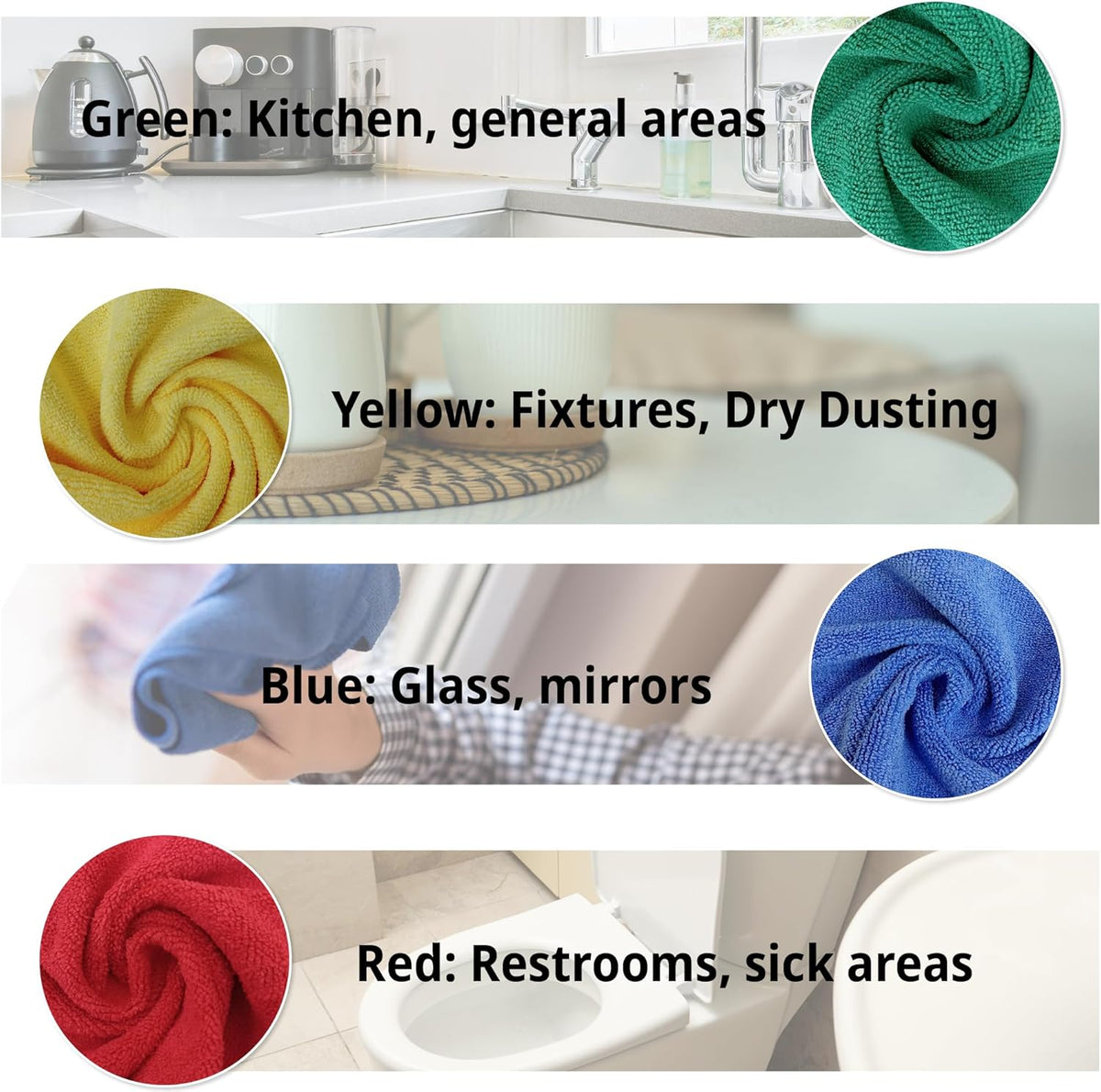 EvaClean Premium Microfiber Cleaning Cloth 16"x16" - Reusable, Washable, Non-Scratch, Microfiber