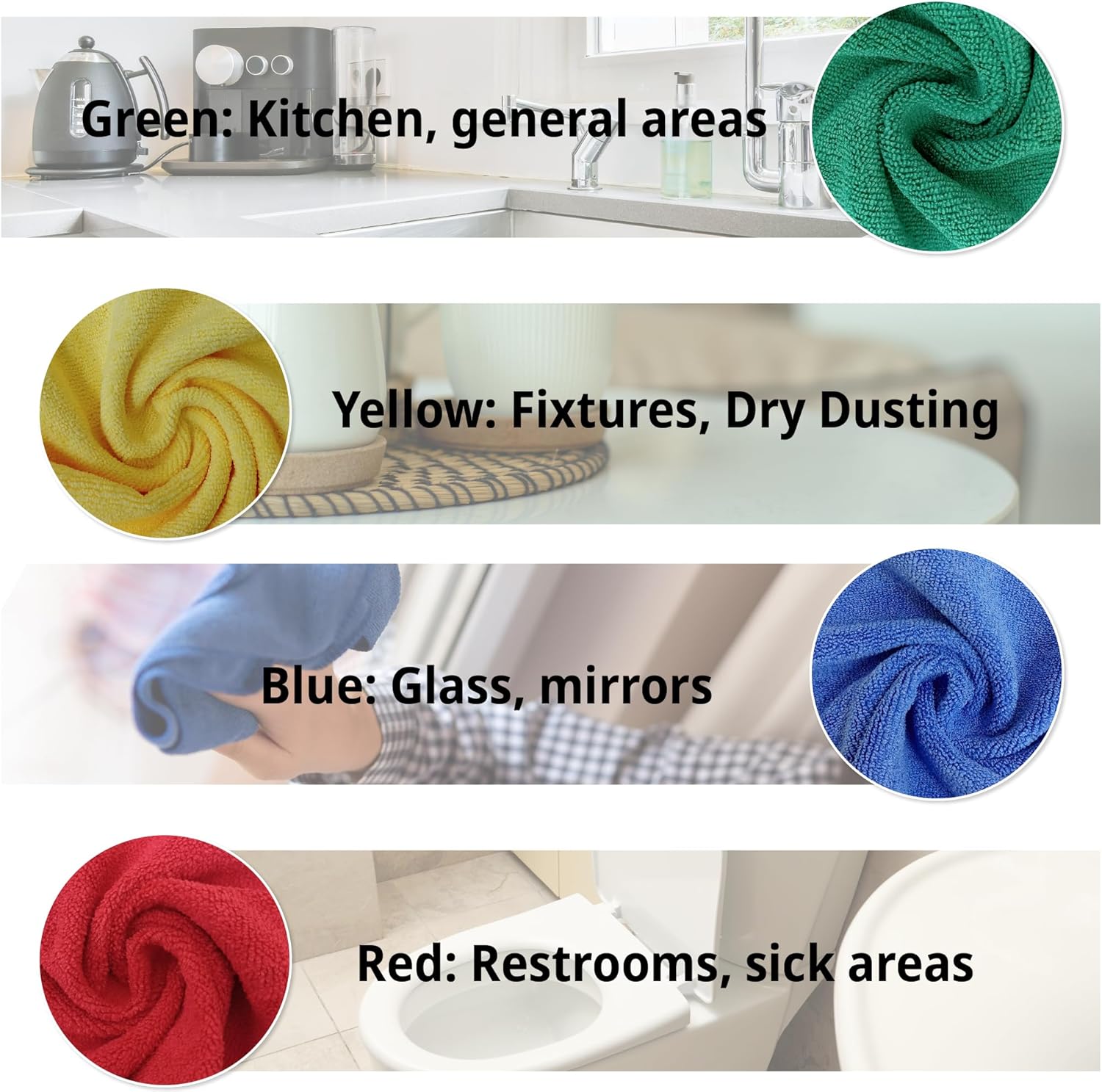 EvaClean Premium Microfiber Cleaning Cloth 16"x16" - Reusable, Washable, Non-Scratch, Microfiber