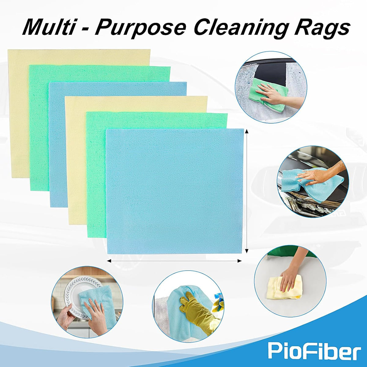 Shop Towels – 20 Pack Edgeless Microfiber Cleaning Cloths, 12"x12" Lint-Free, Reusable Towels for