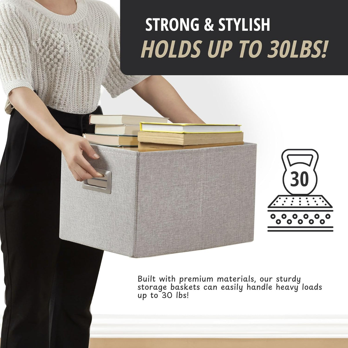 DECOMOMO Storage Bins for Shelves Robust Fabric Closet Bins for Shelves Toy Storage Clothes Books