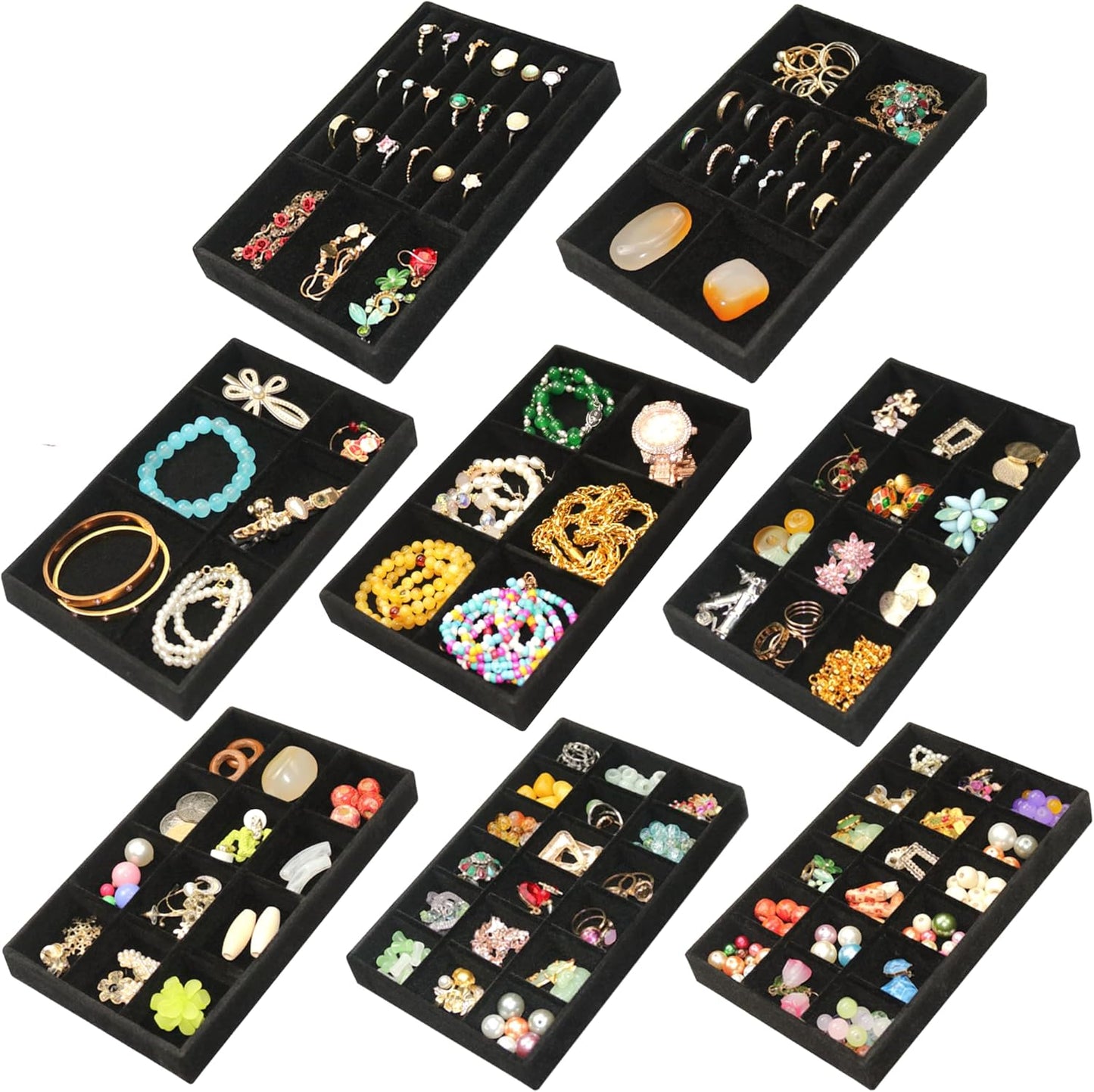 Jewelry Organizer Drawer 8 Set Jewelry Boxes Velvet Jewelry Drawer Organizer Stackable Jewelry Tray