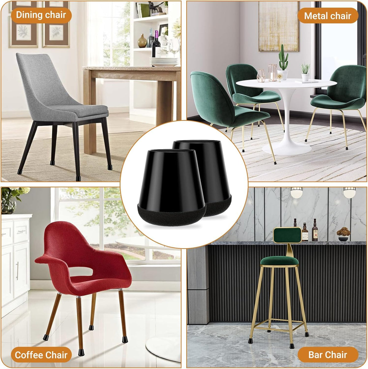Meldel 24 PCS Silicone Chair Leg Floor Protectors Extra Small(0.6"-0.8") Rubber Felt Furniture Pads