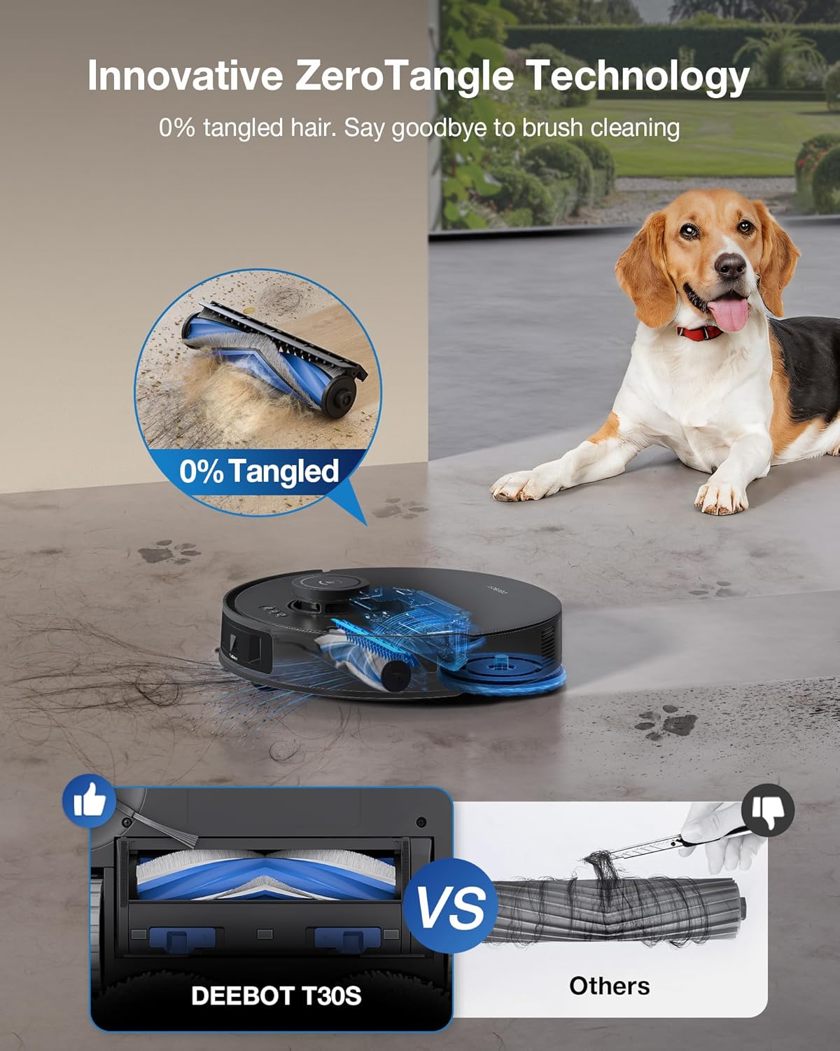 ECOVACS DEEBOT T30S Robot Vacuum and Mop, 11000Pa, ZeroTangle Technology, TruEdge Adaptive Edge