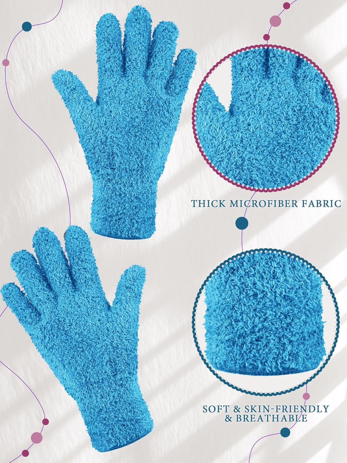Patelai 3 Pairs Microfiber Plant Dusting Gloves Leaf Cleaning Gloves for Indoor Plants, Blinds