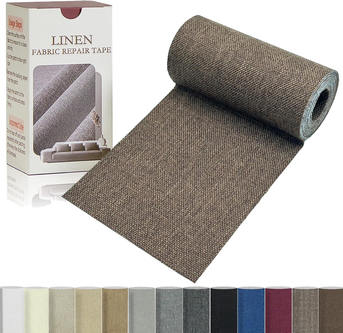 Linen Repair Tape 4x70 Inch Self-Adhesive Couch Patch Repair Fabric Patch for