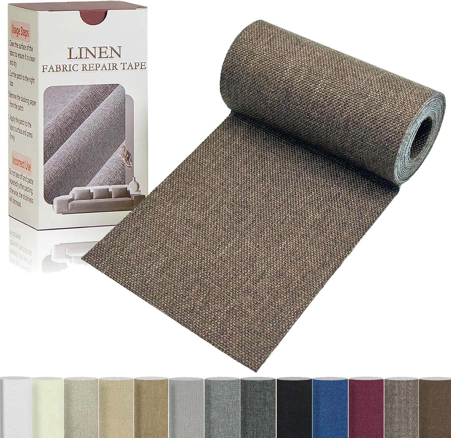 Linen Repair Tape 4x70 Inch Self-Adhesive Couch Patch Repair Fabric Patch for
