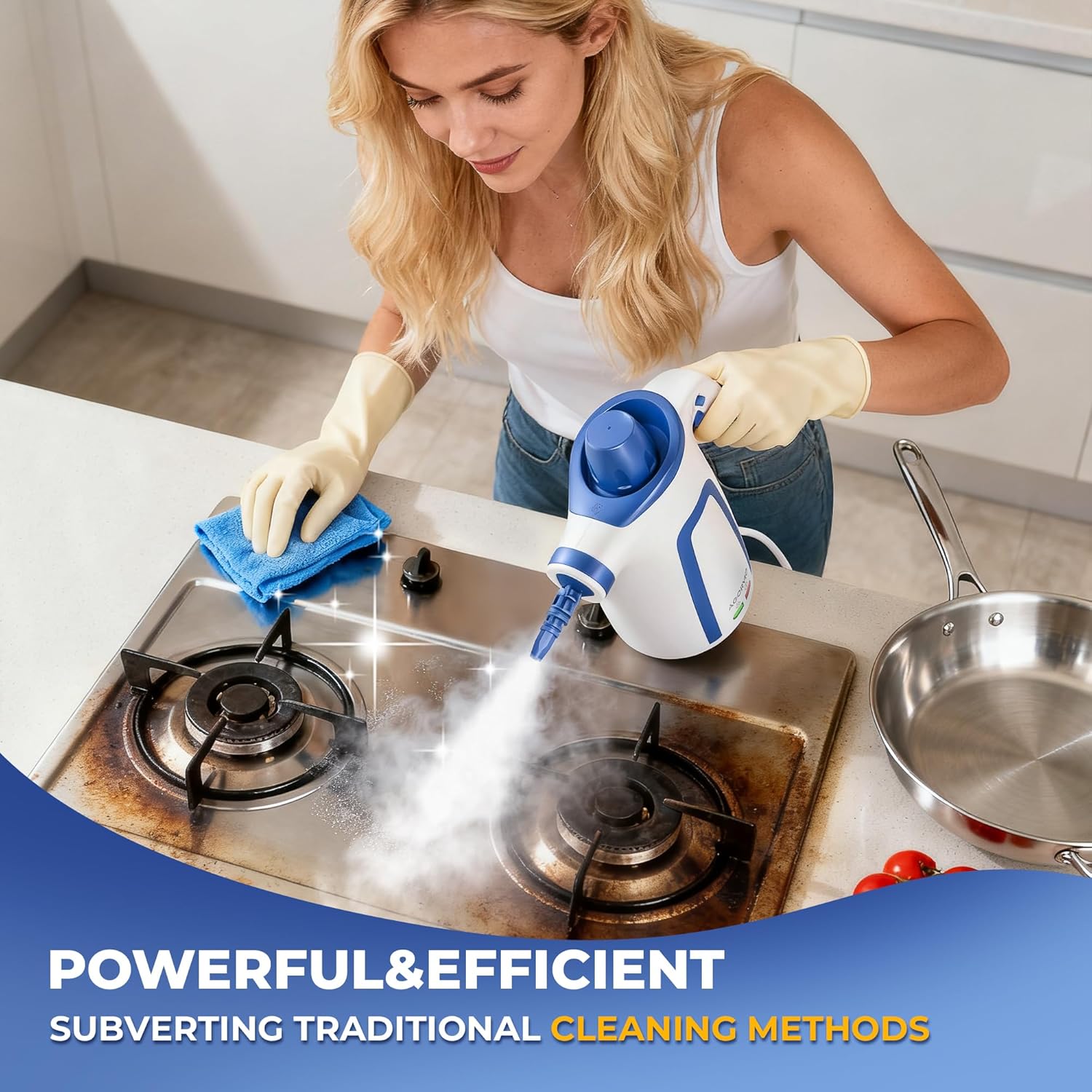 Steam Cleaner, Handheld Steam Cleaner for Home, Pressurized Steamer for Cleaning Carpet, Floor