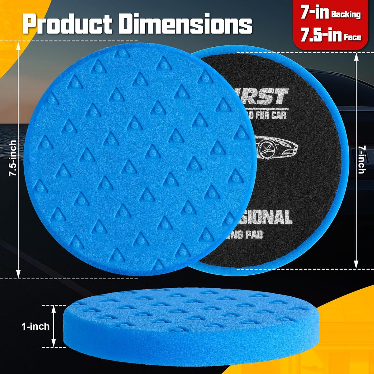 7.5 Inch Buffing Polishing Pads, 8 Pcs Buffing Pads, Car Compound Buffing Sponge Pads and Woolen