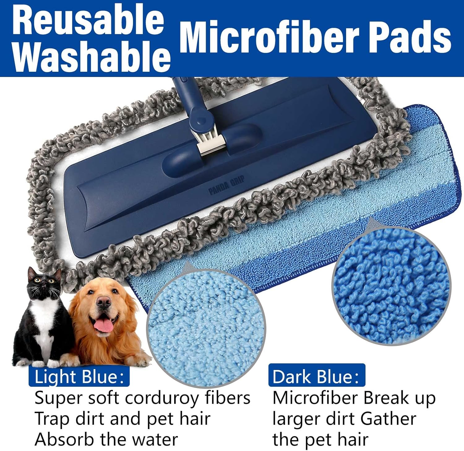 Mops for Floor Cleaning Wet Spray Mop with 14 oz Refillable Bottle and 3 Washable Microfiber Pads