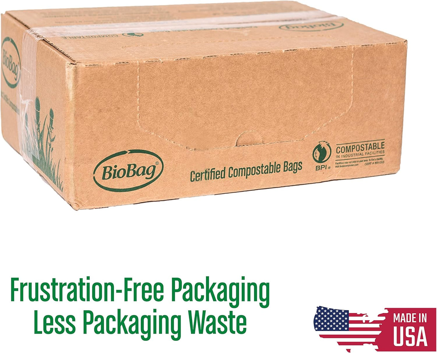 BioBag (USA) The Original Compostable Bag, 48 Gallon, 80 Count, 100% Certified Compostable Trash