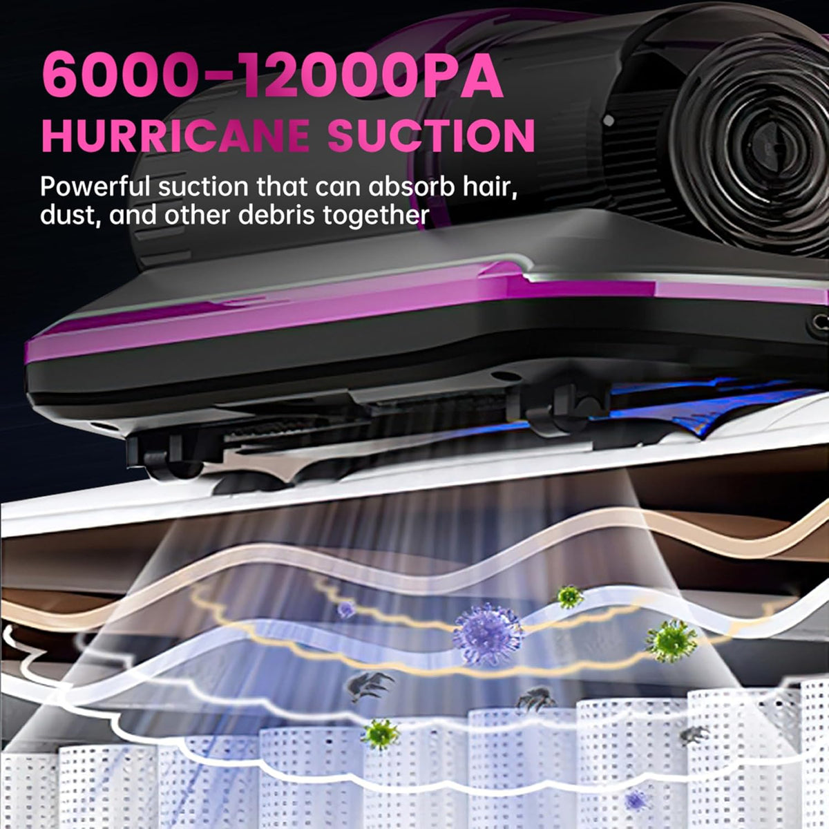 PATO Mattress Vacuum Cleaner, Wireless Handheld Bed Vacuum Cleaner With UV-C Light, HEPA Filter and