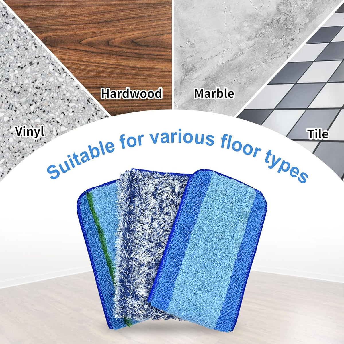 8 Pack Microfiber Cleaning Pad for Bona Mop Hardwood & Hard Surface Floors Dry and Wet Floor