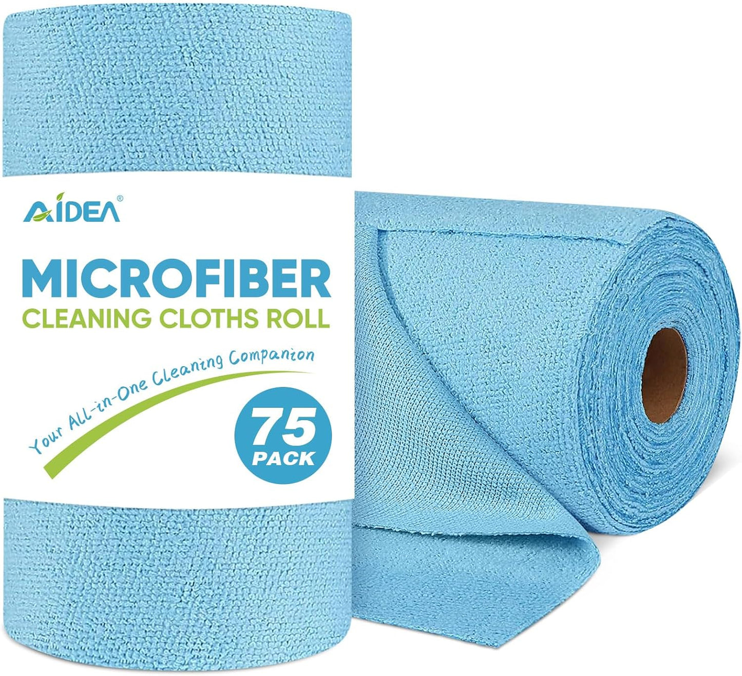 AIDEA Microfiber Cleaning Cloth Roll, 75PK, Reusable Tear Away Paper Towels, Microfiber Towels for
