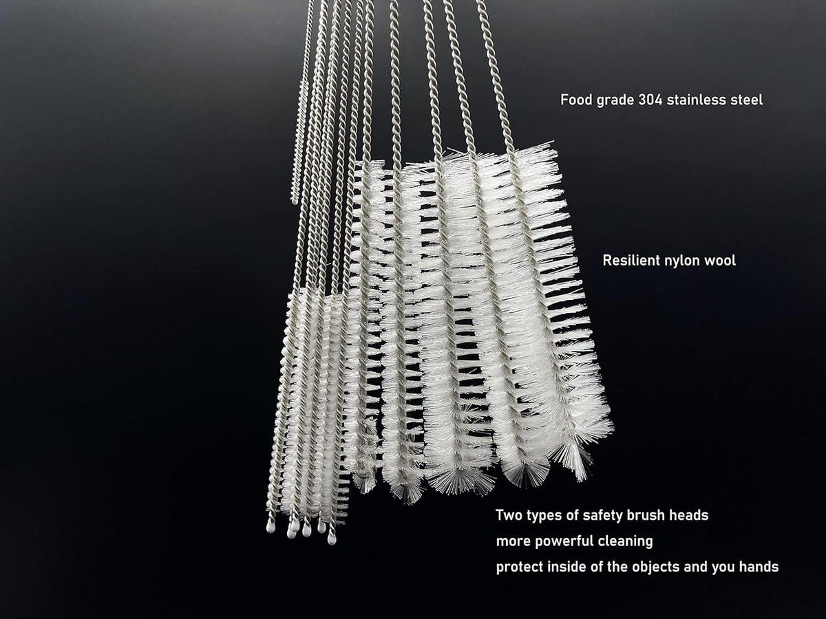 12 PCS Straw Cleaner Brush kit with 2mm-25mm /6.5-10 INCH for Tube and Pipe.Tumbler, Sippy Cup
