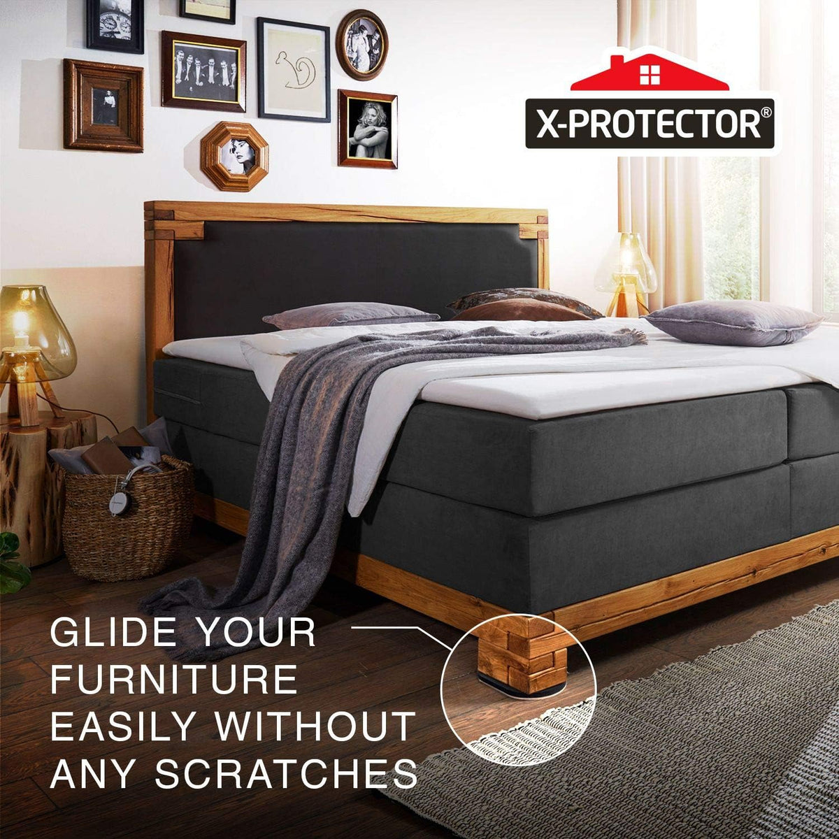 Felt Furniture Sliders Hardwood Floors X-PROTECTOR – 4 PCS 9 1/2 inch Furniture Sliders – Heavy