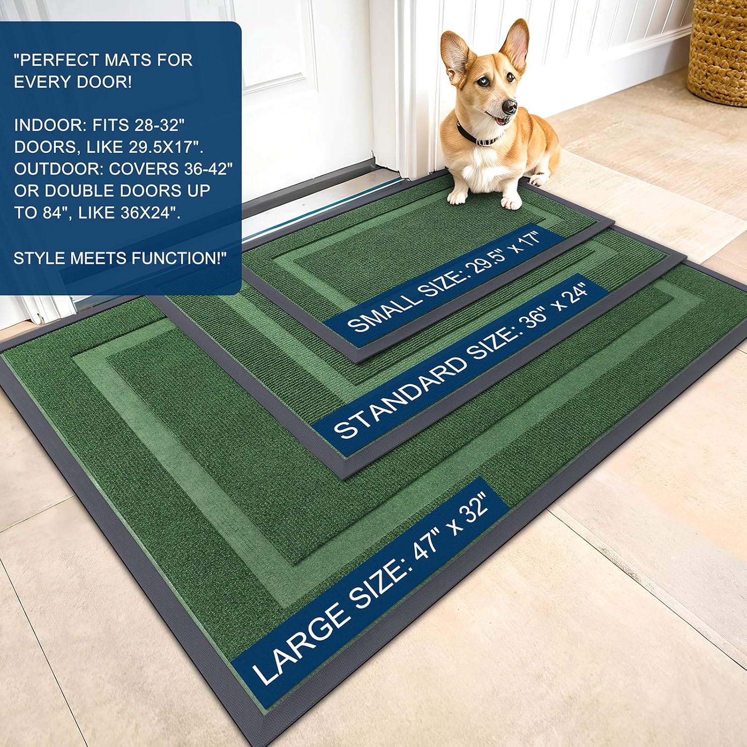 OLANLY Front Door Mat Indoor Outdoor Entrance, Waterproof All-Season, All-Weather Doormat, Sturdy