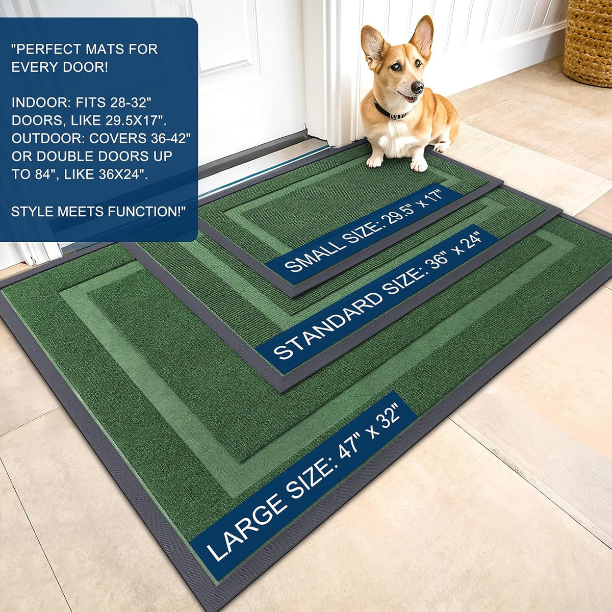 OLANLY Front Door Mat Indoor Outdoor Entrance, Waterproof All-Season, All-Weather Doormat, Sturdy