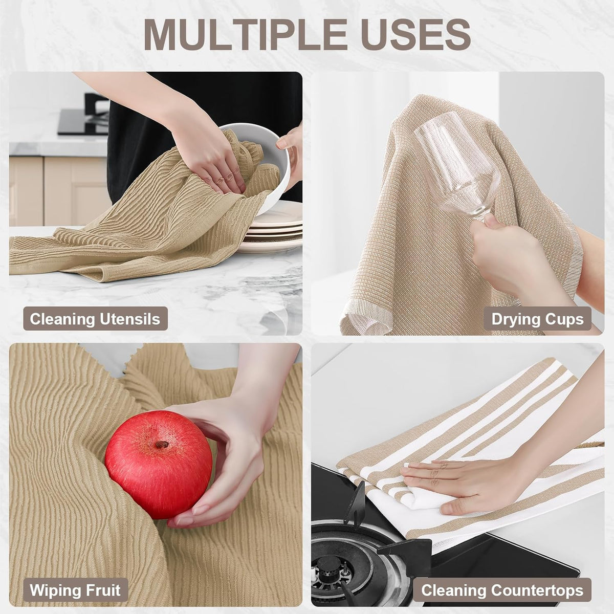 Homaxy Premium Kitchen Towels(18”x 28”, 3 Pack), Large Cotton 380 GSM Kitchen Hand Towels, Soft and