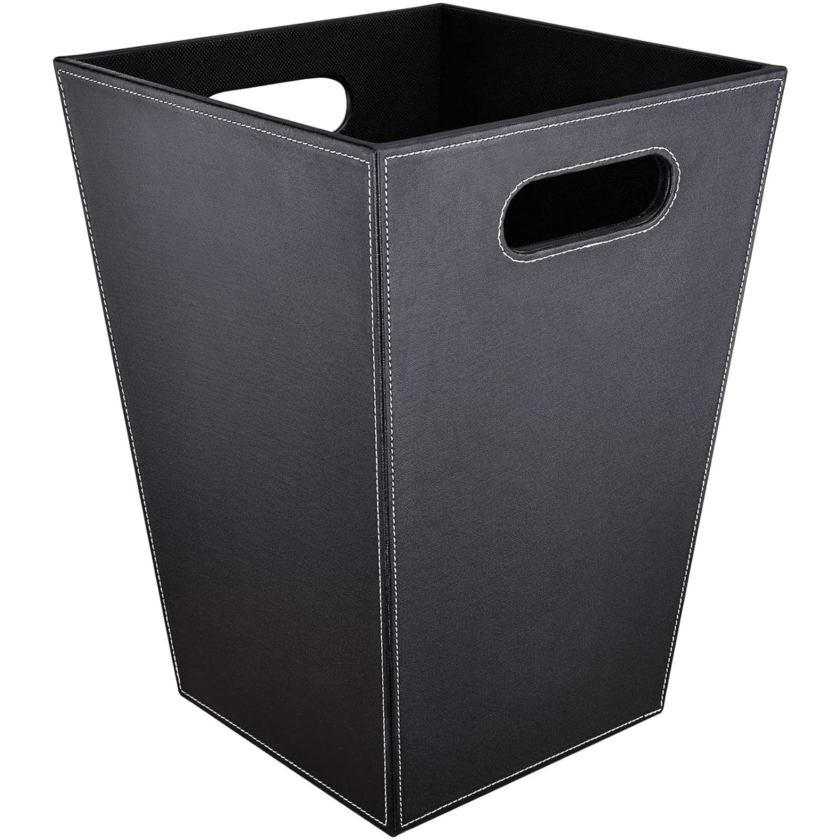 Pu Leather Trash Can for Bedroom, 16L/4.2 Gallon Office Wastebasket with Handles for Near Desk