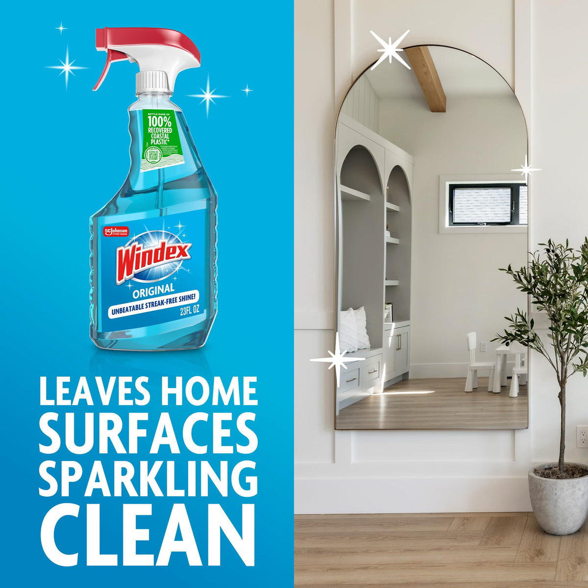 Windex Glass and Window Cleaner Spray Bottle, Packaging Designed to Prevent Leakage and Breaking
