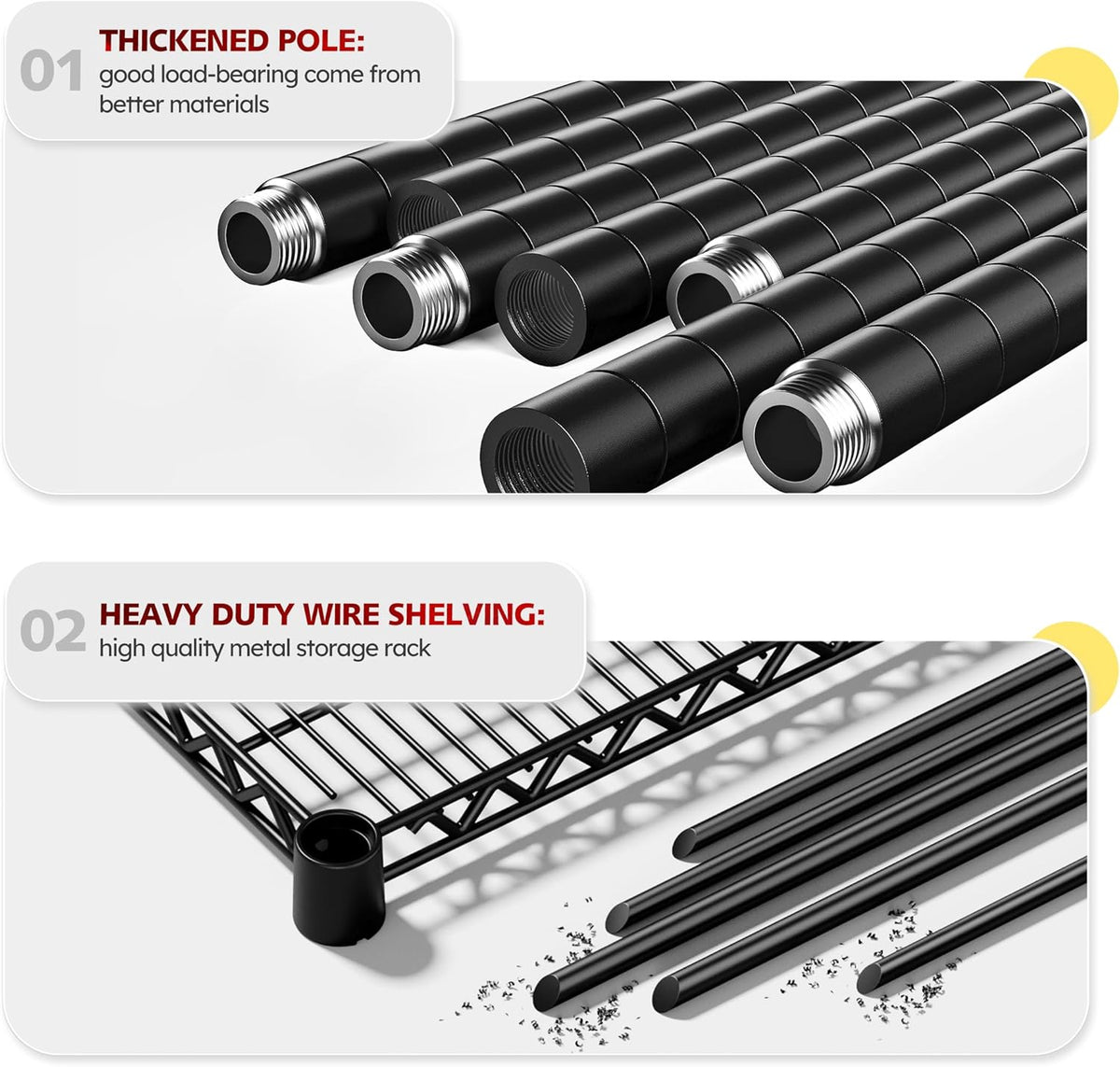 REIBII 55.5''W Heavy Duty Metal Shelves with Wheels - 4PCS Adjustable Garage Storage Rack, 75.6" H