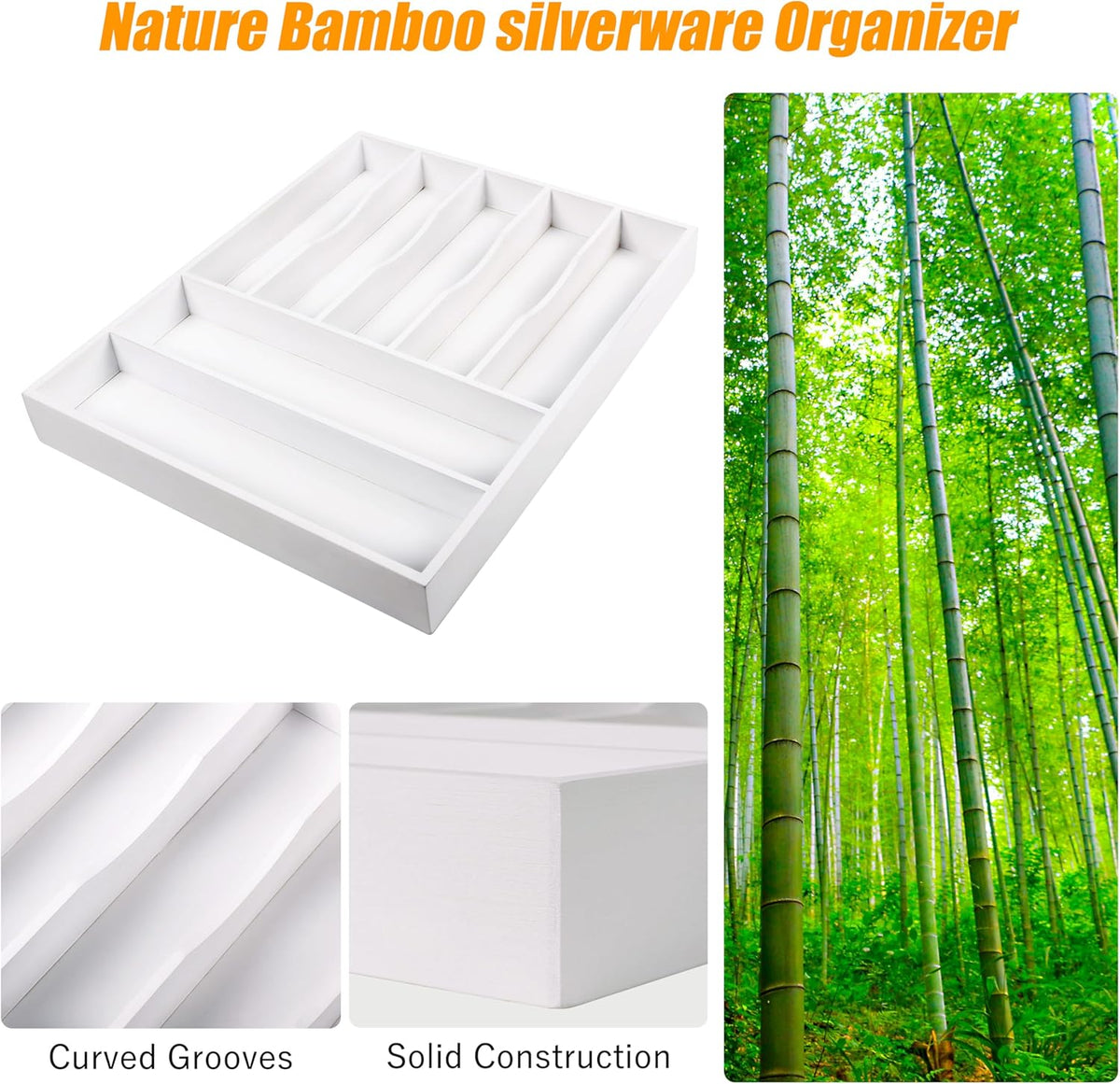 Kitchen Silverware Drawer Organizer and Storage Deep Cookware Utensil Cutlery Rack Office Drawer