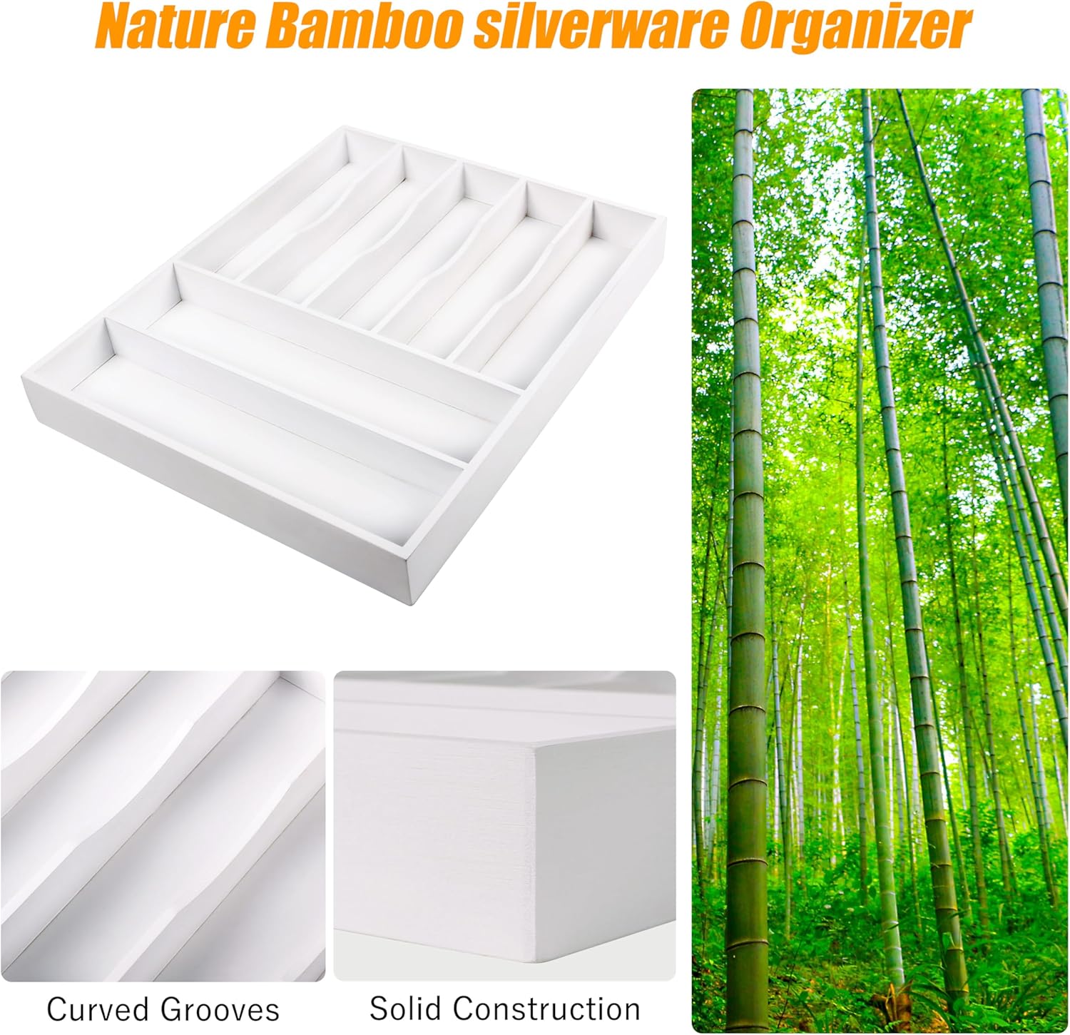 Kitchen Silverware Drawer Organizer and Storage Deep Cookware Utensil Cutlery Rack Office Drawer