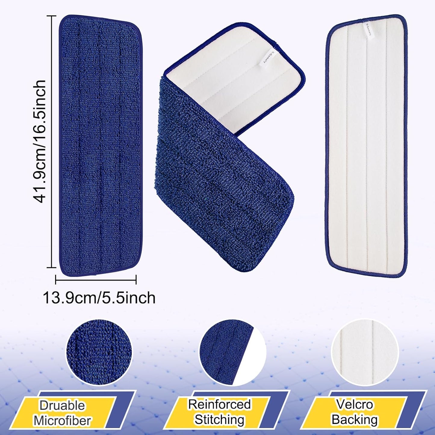 16.5 Inch Reusable Mop Pads Microfiber Spray Mop Replacement Heads for Wet/Dry Mops Compatible with
