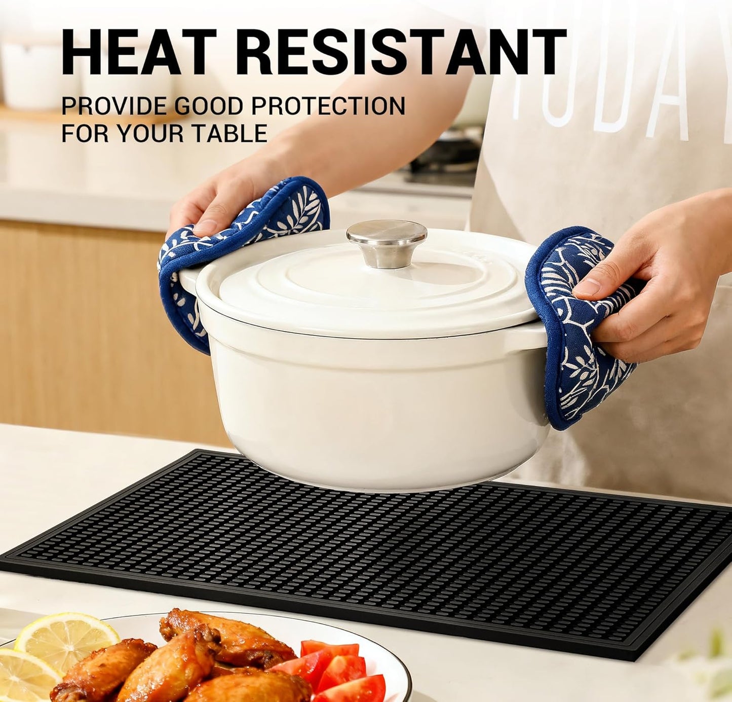 dish drying mat - 18" x 12" Black silicone drying mat , kitchen counter dish drying mats,rubber
